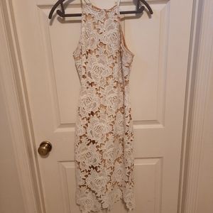 Lulu's Temps De L'Amour White Lace Bodycon Midi Dress